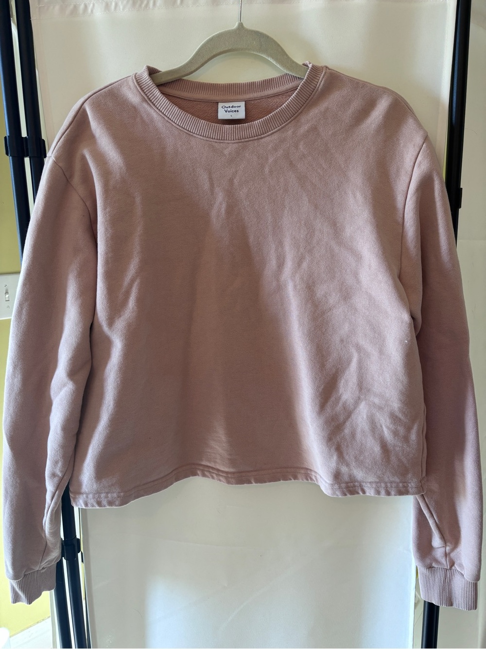 Outdoor Voices Cropped Crewneck Sweatshirt in Dusty Rose